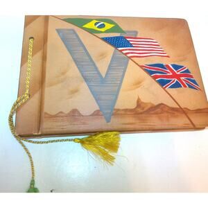 Vintage Unused Cartona CFN 264 Scrapbook Album US UK Brazil Flag Mid-Century